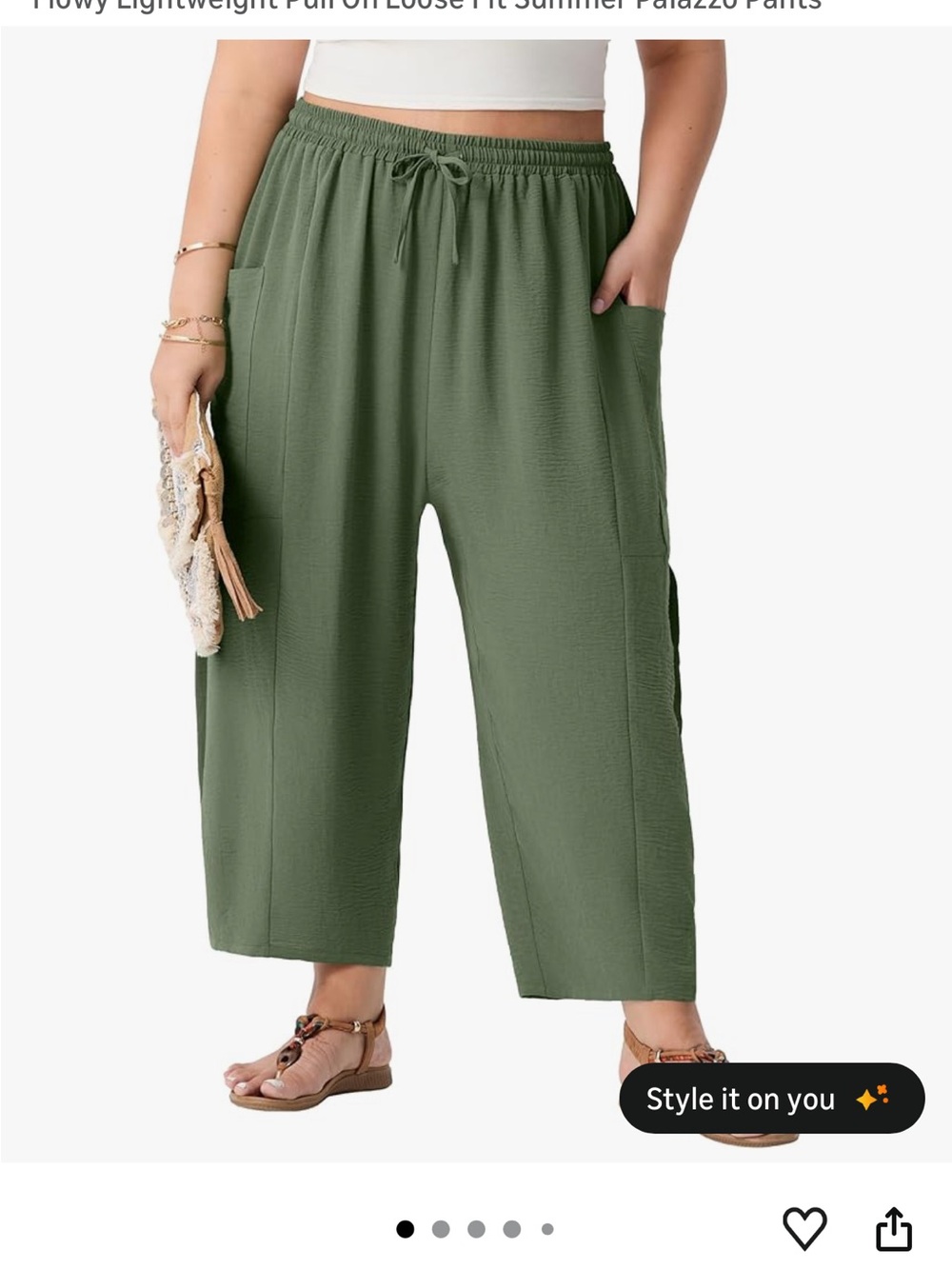 Women’s Olive Green Pull-On Palazzo Pants